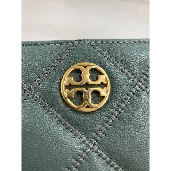 Tory Burch Teal Willa Slim Envelope Quilted Leather Wallet - Picture 6 of 11